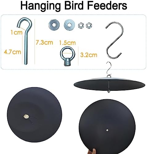 Bird Feeder Baffle, Guard for Bird Houses,13 inch Metal Hanging Baffle Weather Guard Cover for Outside Black