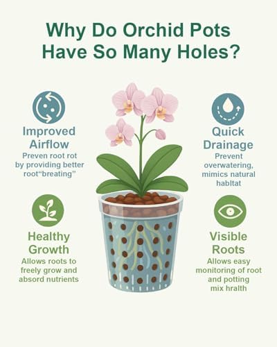 vensovo 8 Inch Terracotta Orchid Pots with Holes and Saucers - 2 Pack Clay Orchid Planter Pots for Repotting, Breathable Flower Pots for Indoor Outdoor, Promotes Air Circulation & Healthy Roots