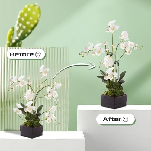 Orchid Sticks 17 inch &11 inch SupKing 16Pcs Plant Stakes with Clips for Support Small Short Plants,Garden Stakes Support Poles Rods Suit for Potted Plants Flowers Seedling (Black)