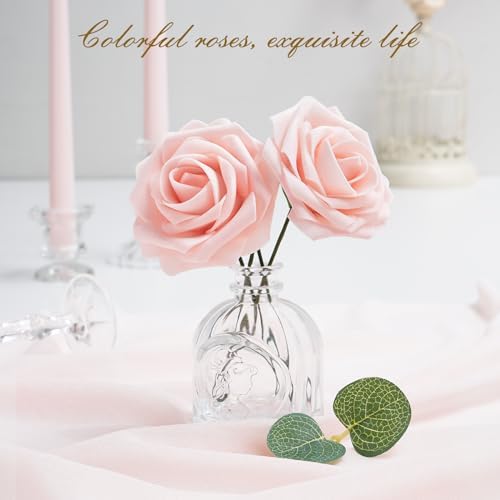 BLEUM CADE 36Pcs Artificial Flowers Fake Foam Roses with Stems for Wedding