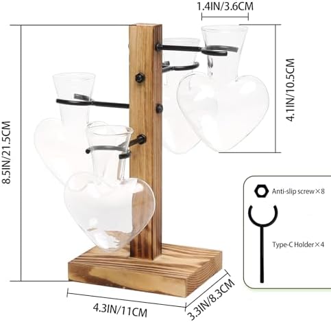 Plant Terrarium Propagation Stations with Wooden Stand