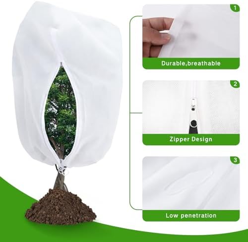 Garutom 2-Pack Plant Covers Freeze Protection 78" x 89" 2.2 oz, Frost Cloth Plants Jacket Drawstring Tree Cover for Outdoor Plants, Shrub Potted Plants Winter