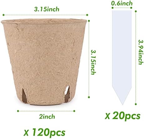 homenote 120 Pcs 3.15 Inch Peat Pots,Nursery Plant Pots,Seed Starting Pots