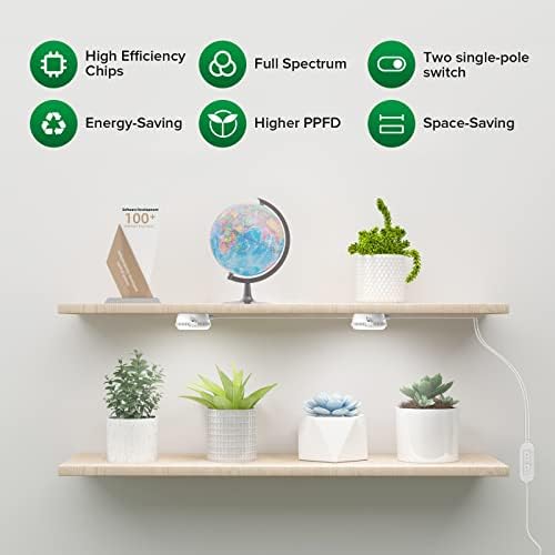 SANSI LED Puck Grow Light, 10W (150 Watt Equiv) Full Spectrum 2-Head Lamp for Plants with Ceramic Tech, Hanging Lights with ON/Off Switch for Plant Shelf Greenhouse Hydroponic (Pack of 2)