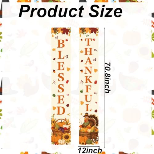 Thankful Blessed Porch Banner for Thanksgiving Decorations