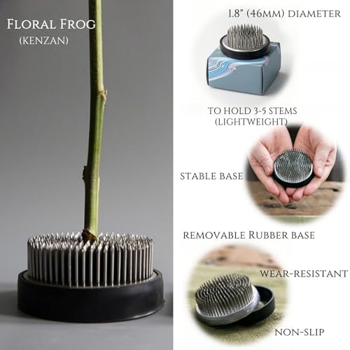 Ikebana Kit, Japanese Oval Vase, 1.8in Floral Frog