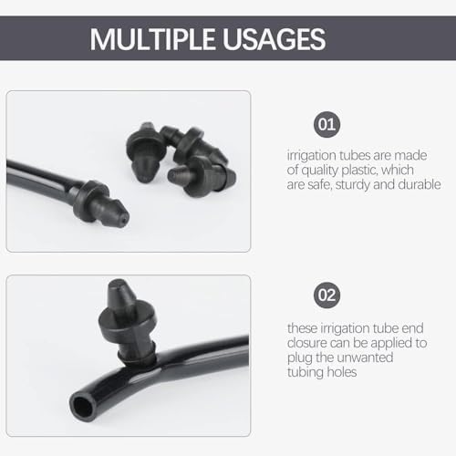 220 Pieces Drip Irrigation 1/4" Barbed Tubing End Plugs,Barbed Connectors End Cap for Drip or Sprinkler Systems