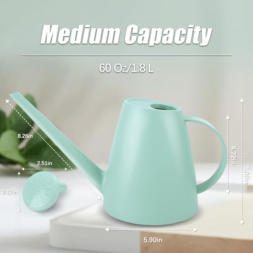 1.8L Watering Can, Small Watering Can for Indoor Plants with Long Spout