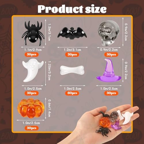 240pcs Halloween Vase Filler Pumpkin Ghost Bat Skull Witch Hats