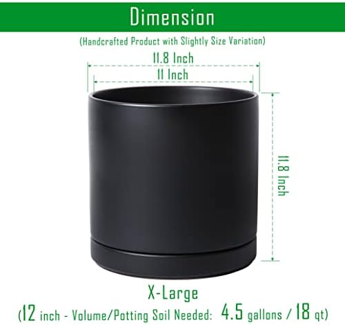 D'vine Dev 12 Inch Ceramic Planter Pot, Black, 94-O-F-2