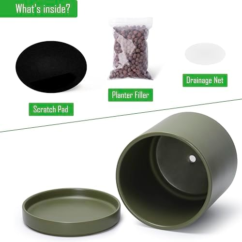 D'vine Dev 12 Inch Ceramic Planter Pot, Olive, 94-O-F-J
