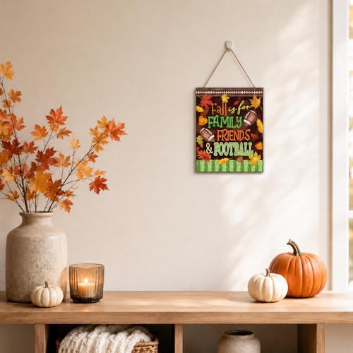 Smile Fall Thanksgiving Game Day Wooden Door Hanger Football Maple Leaf