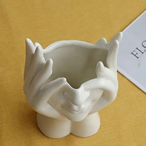 White Face Vase Unique Ceramic Vase for Room,Office,Home Decor