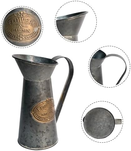 Yoillione Galvanized Metal Flower Vase, Rustic Farmhouse Jug Vase, Home and Room Decor Tall Vase Birthday Gift for Women