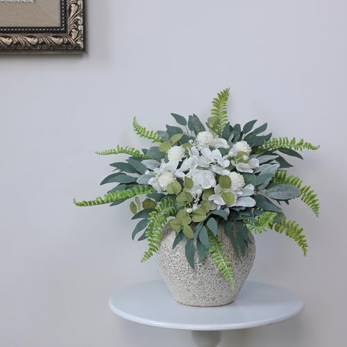 65 Pcs 8 Kinds Artificial Greenery Stems Box Set(Dusty Green & White)