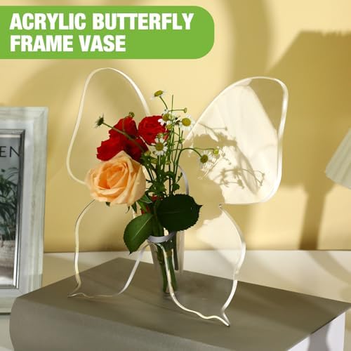 4 Pack Clear Butterfly Vase Acrylic Frame Centerpieces, Classic