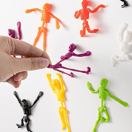 JOYIN 48 PCS Halloween Stretchy Skeletons, Halloween Sticky Hand Toys Bulk for Halloween Party Favor Goodie Bag Fillers, Kids Student School Classroom Carnival Game Prizes
