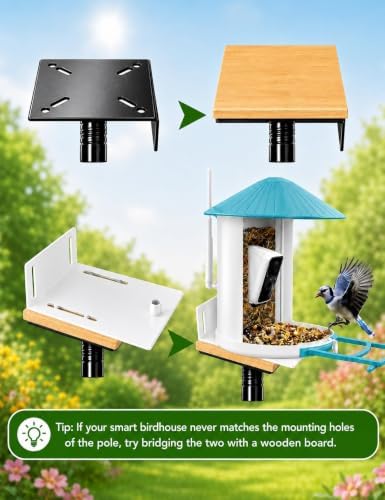 Bird Feeder Pole, 76Inch Heavy Duty Stand with 1-Inch Diameter, Outdoor Bird House Pole Mount for Hanging Feeders (Black, with Squirrel Baffle) (76in-Pole with Baffle)