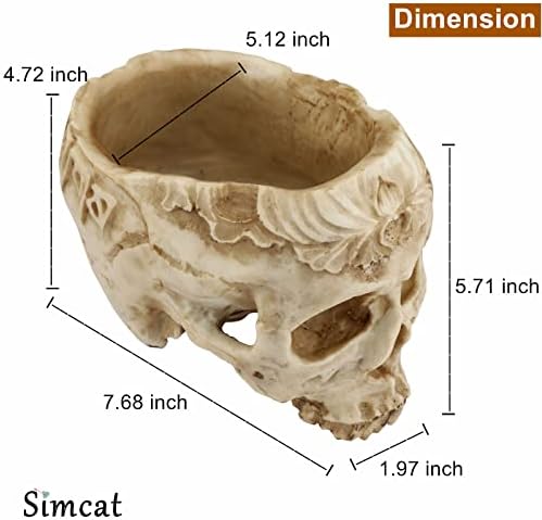 Simcat Skull Planter, Gothic Plant Pot Handcrafted Vintage Design