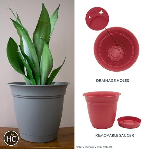 The HC Companies Eclipse Round Planter Pot, 8 Inch, Rose, 6-Pack