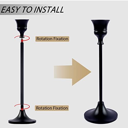 BEZURA Black Taper Candle Holders Set of 6,Aluminum Alloy Candlestick Holders for Candlesticks Vintage Metal Candle Stick Candle Holder for Fireplace Party Dining Home