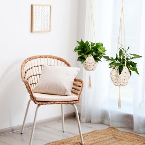 Shappy 3 Pack Boho Macrame Plant Hanger for Indoor