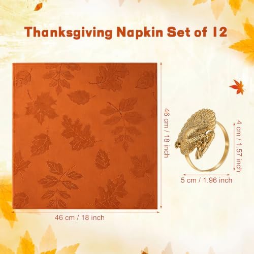 Kochorie 24 Pcs Thanksgiving Napkins & Turkey Napkin Rings Bulk Fall Leaves