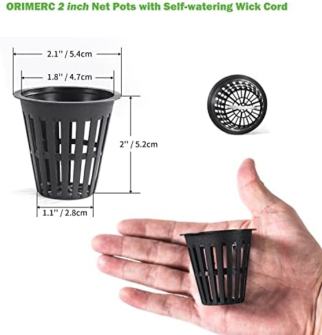 ORIMERC 2 inch Net Pots for Hydroponics Plants, 100 Pack Net Cups with Watering Rope & Plant Labels, for Hydroponic Supplies Aquaponics Vegetable Garden Growing Baskets Nursery Slotted Mesh tower Pots