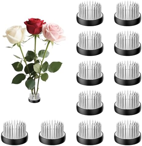 12Pcs Small Vase Flower Frogs, 1.34Inch, Silver