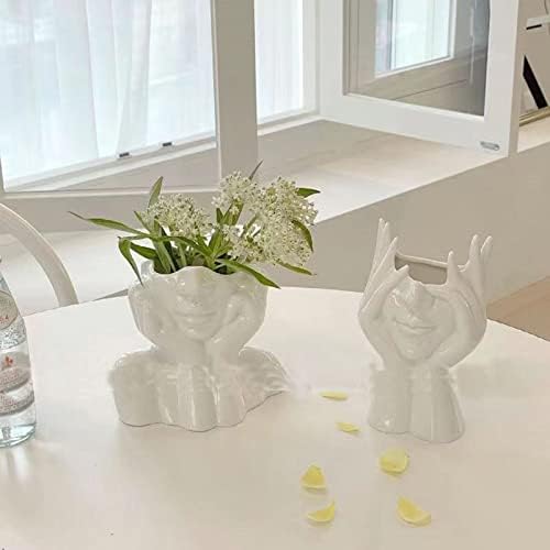 White Face Vase Unique Ceramic Vase for Room,Office,Home Decor