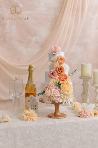 TINGE TIME Artificial Wedding Flower Combo, Rose Peony Blush Champagne