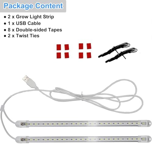 LED Grow Light Strip for Indoor Plants, Full Spectrum Sunlike Plant Lights Growing Lamps for Hydroponics Succulent Veg and Flowers (Not Includes Adapter) - 2 Packs