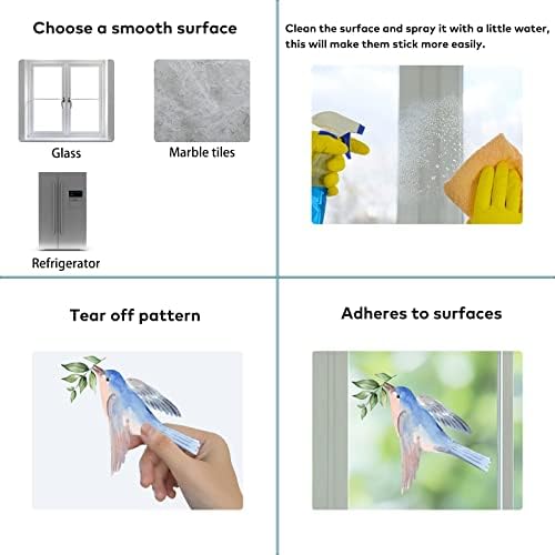 79 PCS Spring Window Clings,Spring Flower Window Clings for Glass Windows,Double-Sided Birds Floral Butterfly Window Stickers for Spring Decor (9 Sheets)