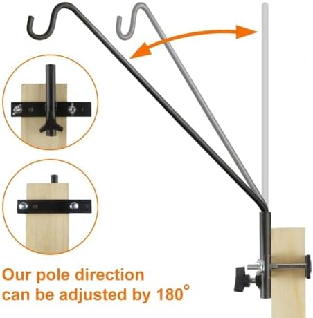 ERYTLLY Extended Rail Hook Fence Deck Heavy Duty Bird Feeder Hook 360 Degree Rotary and Length Adjustable Plant Bracket for Bird Feeders, Planters, Suet Baskets, Lanterns, Wind Chimes and More