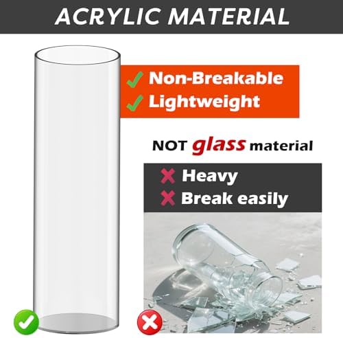 Tall Vases for Centerpieces, Clear Acrylic Cylinder Vase, 4" W x 12" H Round Vase, Decorative Centerpieces Flower Vases for Wedding, Home