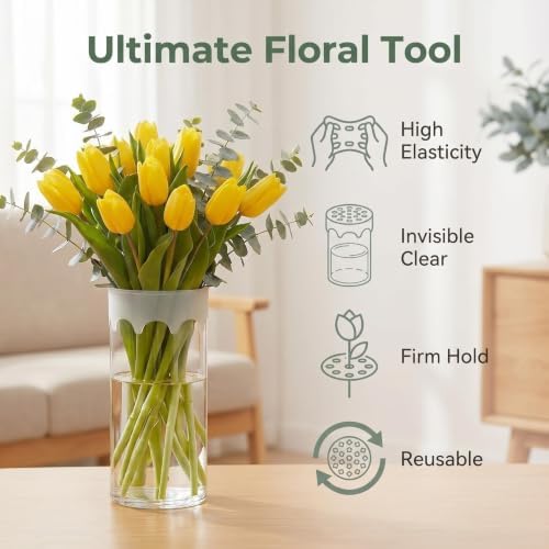 Silicone Flower Arranging Grid for Vases, Stem Holder, 3 Pack