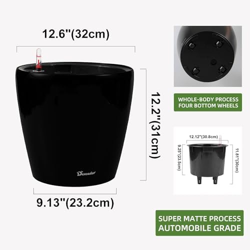 Dexceder 13x12 Self Watering Planter with Wheels (Black Matte)