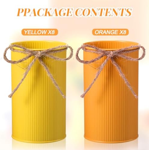 5.91 Inch Rustic Vase Wedding Table Centerpieces,Yellow, Orange,16 Pcs