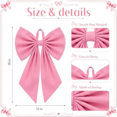 Suncalla 2 Pcs Pink Christmas Wreath Bows 18'' x 12''
