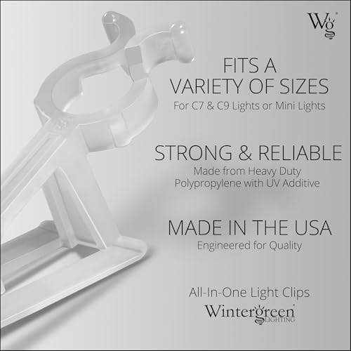 Wintergreen Lighting All-in-One Christmas Light Clips for C9, C7, Icicle Lights, Mini Lights on Gutters, Shingles, Rooflines Christmas Light Hooks (100-count)