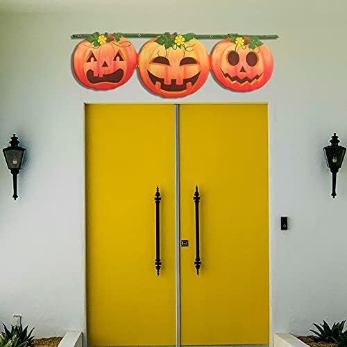 Halloween Bunting Banner Pumpkin Decorations - fall Bunting banner Pumpkins Decor Outdoor,Happy Bunting Banner Garland Balcony,Pumpkin Fence Flag,Halloween Decorations Outside Door Outdoor