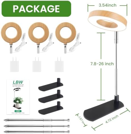 LBW Grow Lights for Indoor Plants, Full Spectrum Halo Grow Light with Base