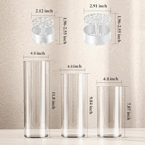 Clear Acrylic Cylinder Vase 3, Tall Cylinder Hurricane Plastic Vase