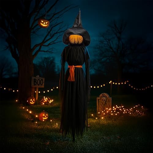 Evergreen LED Halloween 6 ft Black Witches with Hats Stakes, Outdoor Safe Weatherproof Battery Operated, Spooky Garden Statue Halloween Decoration Grass Lawn or Patio