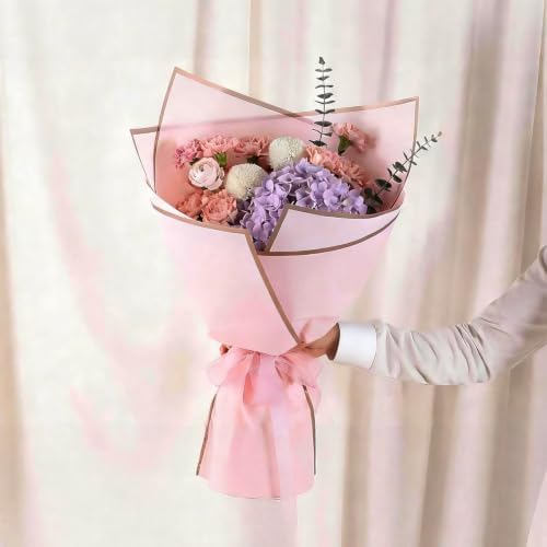 20 Sheet Flower Wrapping Paper-Waterproof Bouquet Paper (Pastel pink)