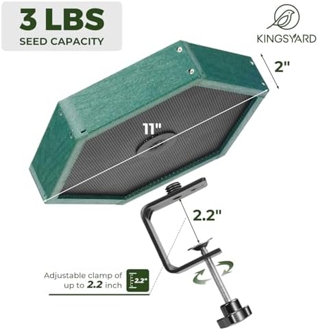 Kingsyard Clamp-On Deck Bird Feeder for Balcony Railings, No Drill