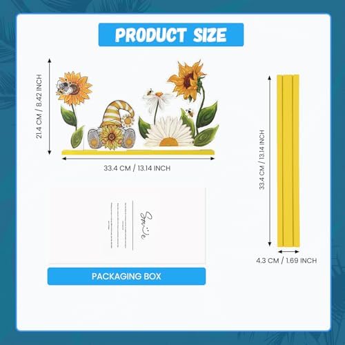 Smile Summer Indoor Decorations Wooden Decor, Sunflower Gnome, Sign for Home Tabletop Centerpiece Mantel Shelf Fireplace