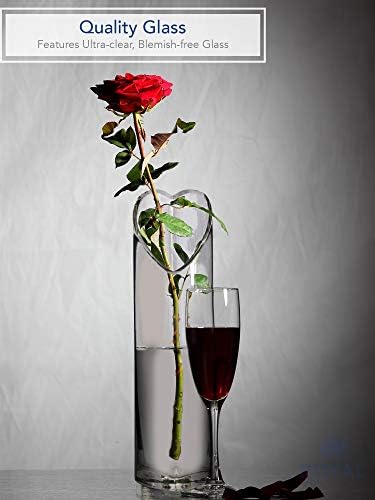 Royal Imports Heart-Shaped Glass Flower Vase 12" Tall, 3"x4" Opening
