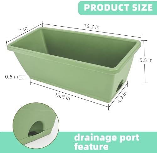LOCONHA 7 Pack Window Box Planter, Plastic Vegetable Flower Planters Boxes