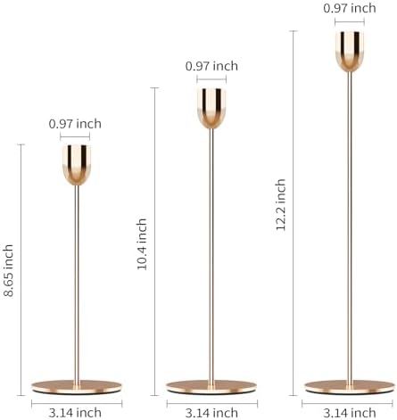 ChefBee 6PCS Gold Tall Taper & Pillar Candle Candlestick Holder